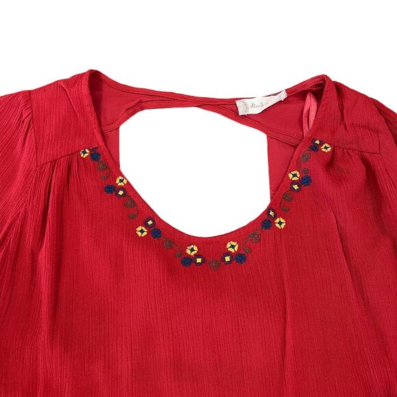 Altar'd State Burnt Red/Rust W/Colorful Embroidered Sleeves Boho Dress - SIZE M - Picture 2 of 8